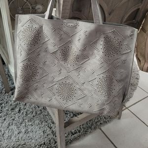 Floral Embossed Stitched Tote Bag